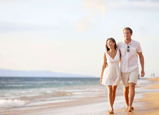 A Couple walking on the Outer Banks beaches